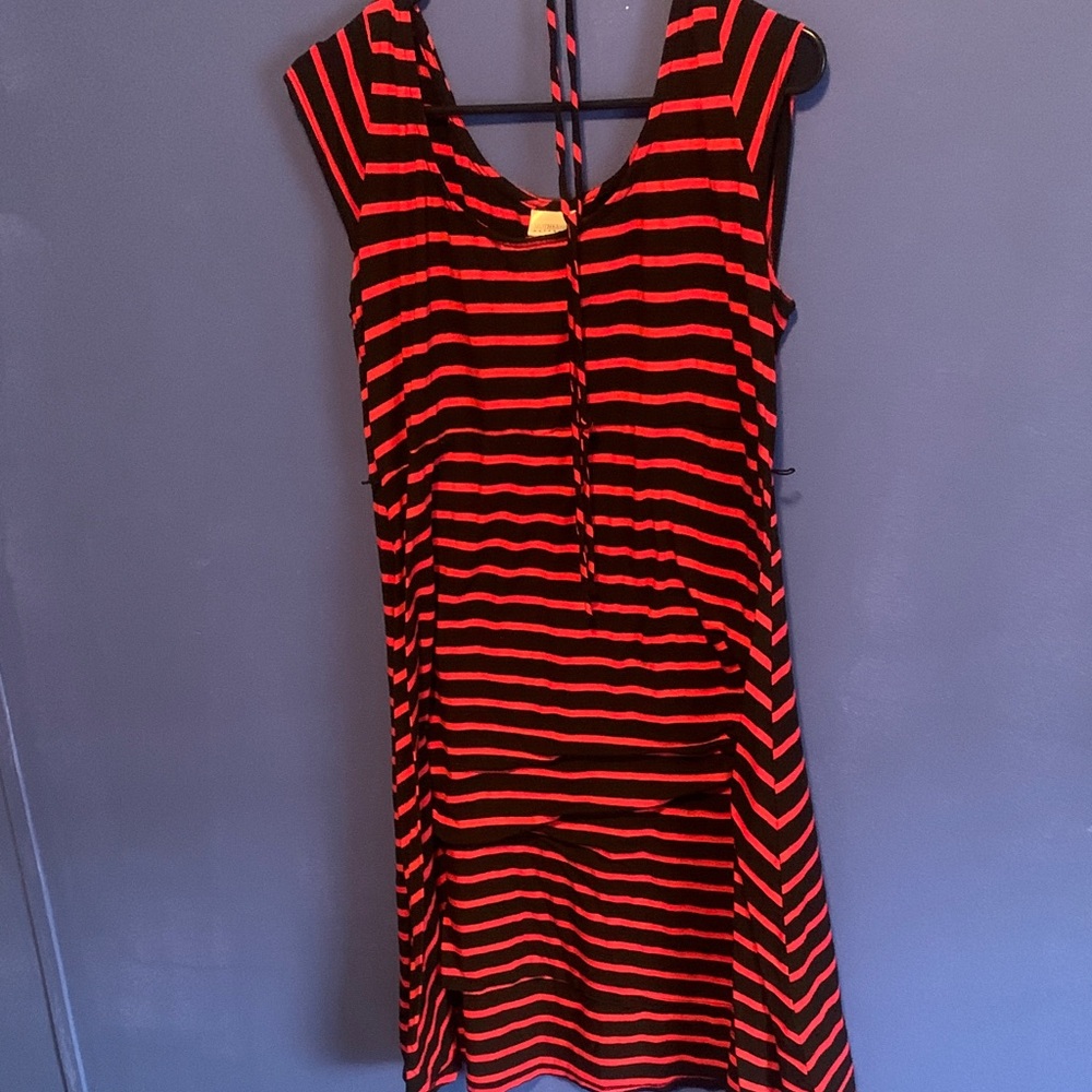 Red and Black Striped Sleeveless Dress Maternity